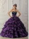 Sweetheart Ball Gown Lavender Lace-up Beadings Organza Spring Quinceanera Dresses 2014