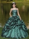Sweetheart Beadings Taffeta Ball Gown Green Ball Gown Best Quinceanera Dresses