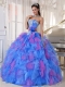 Sweetheart Multi-color Organza Beautiful Quinceanera Dress With Appliques And Bead