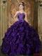 Sweetheart Pick-ups Appliques Taffeta Purple Organza Best Quinceanera Dresses