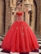 Sweetheart Red Beadings Organza Spring Quinceanera Dresses Lace-up 2014 Ball Gown