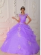 Taffeta and Organza Appliques Ball Gown V-neck Appliques and Beadings Pick-ups Best Quinceannera Dresses