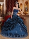 Taffeta Appliques and Pick Ups Sweetheart Navy Blue Ruching Ball Gown Dress