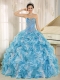 Teal Beaded Pretty Quinceanera Dresses with Bodice and Ruffles Custom Made For 2013