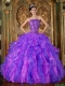 The Super Hot 2014 Beading Ball Gown Strapless Floor-length Organza Beautiful Quinceanera Dress In Multi-Color