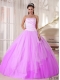 White and Pink Sweetheart 15th Birthday Dresses with Tulle Beading