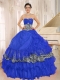 Wholesale Blue Sweetheart Ruffles Pretty Quinceanera Dresses With Zebra and Beading