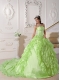 Yellow Green Quinceanera Dress Ball Gown Strapless With Chapel Train Taffeta Beading In New Styles