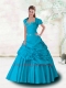 2013 Beading Strapless Blue Appliques and Pick-ups Quinceanera Dress