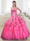 2014 Elegant Pink Quinceanera Dresses with Appliques and Beading