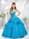 2014 Fashionable Sweetheart Blue Quinceanera Dresses with Beading