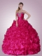 2014 Popular Beading and Ruffles Quinceanera Dresses in Hot Pink