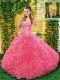 2014 Pretty Pink Quinceanera Dress with Appliques and Ruffles