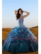 2015 Beautiful Straps Multi-color Beadings and Ruffles Gowns for Quinceanera