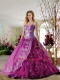 2015 Luxurious Sweetheart Appliques and Ruffles Quinceanera Dress in Fuchsia