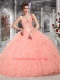 2015 Pretty Sweetheart Peach Quinceanera Dresses with Beading and Ruffles
