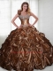2015 Wonderful Brown Sweet 16 Dresses with Beading and Pick-ups