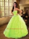 Beautiful Sweetheart Beading and Ruffles Quinceanera Dress in Spring Green For 2015