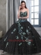 Black Sweetheart Appliques Quinceanera Dress with Special Fabric