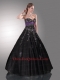 Black Sweetheart Tulle Beading and Appliques Quinceanera Dress