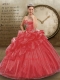Brand New Sweetheart Appliques and Pick-ups Red Dresses for Quinceanera