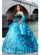 Cheap Sweetheart Embroidery Quinceanera Dress in Blue and Black with Beading and Pick Ups for 2015