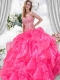 Classical Sweetheart Beading and Ruffles Quinceanera Dresses in Hot Pink For 2015