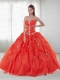 Customize Strapless Appliques and Ruffles Red Quinceanera Dresses For 2013