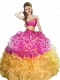 Elegant Sweetheart Fuchsia and Gold Dresses For Quinceanera with Beading and Pick-ups for 2015
