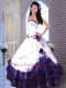 Embroidery White and Purple Organza Quinceanera Dress with Hand Made Flowers