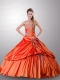 Exclusive Beading and Pick-ups Quinceanera Dress in Orange Red