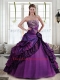 Fashionable Strapless Appliques with Beading Quinceanera Dress in Purple