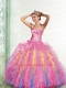 Fashionable Sweetheart Appliques and Ruffles Multi-color Dresses for Quinceanera for 2015