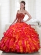 Luxurious Ruffles Strapless Beading Quinceanera Dresses in Mutli-color