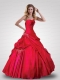 New Style Sweetheart Red Sweet 15 Dress with Pick-ups and Appliques