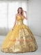 Perfect Gold Quinceanera Gown with Embroidery For 2014