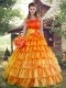 Remarkable A-line Ruffled Layers Orange Red Quinceanera Dress