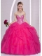 2015 Romantic Tulle Sequins Ball Gown Sweetheart Quinceanera Dress