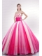 Sequins Decorate Bodice Quinceanera Dress in White and Pink