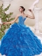 Sweetheart Beading and Ruffles Blue Quinceanera Dresses