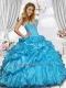 2014 Beautiful Sweetheart Beading Sweet 16 Dress in Blue