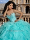 2014 Elegant Beaded and Ruffle Quinceanera Dresses in Apple Green