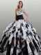 2014 Fashionable White and Black Quinceanera Dresses with Ruffles