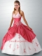 2014 Halter Top Appliques Quinceanera Dress in White and Pink