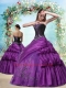 2014 Most Popular Eggplant Purple Quinceanera Dresses with Appliques and Pick-ups