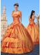 2014 New Style Taffeta Orange Sweet 16 Dress with Ruffled Layers