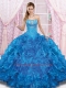 2014 Pretty Blue Quinceanera Dress with Beading and Ruffles