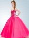 2014 The Most Popular Hot Pink Quinceanera Dress with Beading and Sequins