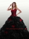 2014 The Super Hot Strapless Red and Black Quinceanera Dresses with Ruffles