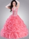 Charming Spaghetti Straps Appliques and Pick-ups Quinceanera Dresses in Watermelon